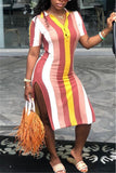 fashion rainbow stripe split dress