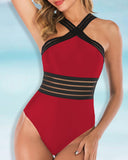 Solid Bandage One Piece Swimsuit