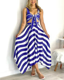 Striped Tie Front Crop Cami Top & Skirt Set