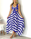 Striped Tie Front Crop Cami Top & Skirt Set