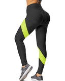 Striped Colorblock Bubble Textured Butt Lifting Tummy Control Yoga Pants