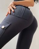 Pocket Design High Waist Butt Lifting Active Pants