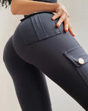Pocket Design High Waist Butt Lifting Active Pants