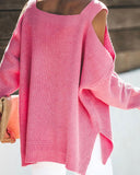 Cold Shoulder Chunky Knit Oversized Sweater
