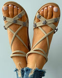 Star Pattern Strappy Espadrille Flat Sandals