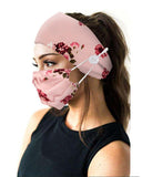 Button Wide Headband Elastic Facemask Holder With Mouth Mask