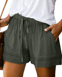 Solid Drawstring Pockets Casual Shorts
