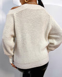 Cold Shoulder Knit Long Sleeve Casual Top