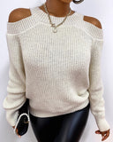 Cold Shoulder Knit Long Sleeve Casual Top