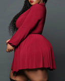 Plus Size Long Sleeve Tied Detail Casual Dress