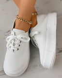 Eyelet Lace up Flatform Canvas Shoes