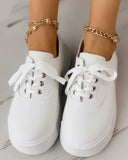 Eyelet Lace up Flatform Canvas Shoes