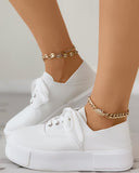 Eyelet Lace up Flatform Canvas Shoes