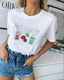 Sequins Embroidery Round Neck T shirt
