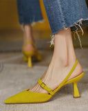 Pointed Toe Slingback Suede Pyramid Heels