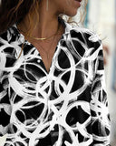 Abstract Print Long Sleeve Buttoned Shirt