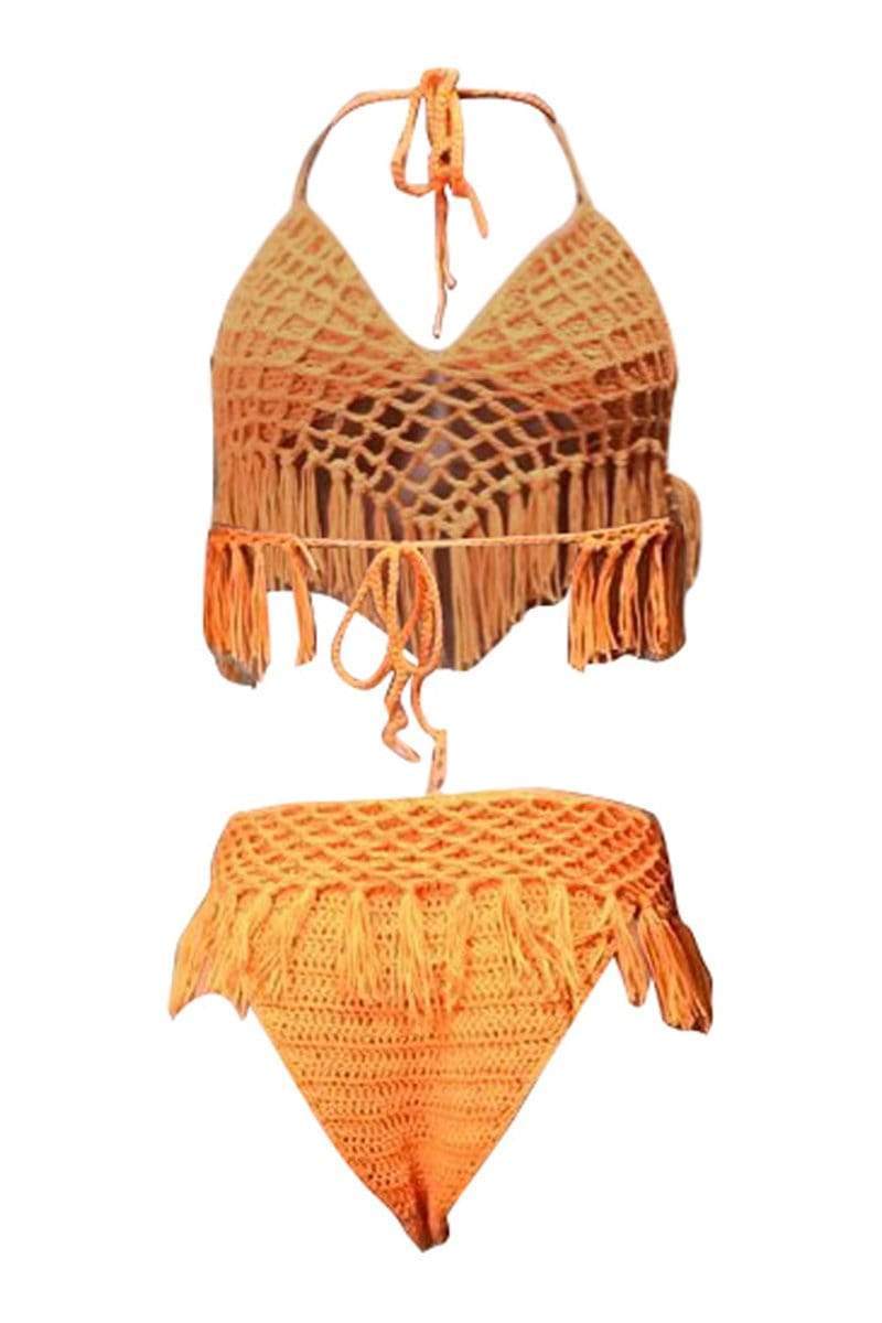 sexy fashion hollow tassel swimsuit set
