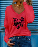 Valentine's Day Heart Letter Print Long Sleeve Top