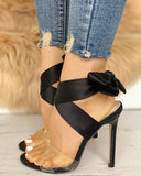 Crisscross Transparent Strap Bow Sandals