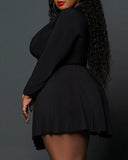 Plus Size Long Sleeve Tied Detail Casual Dress
