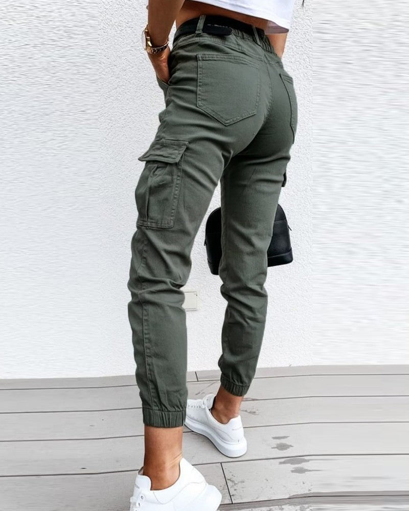 Pocket Design Cuff Cargo Pants