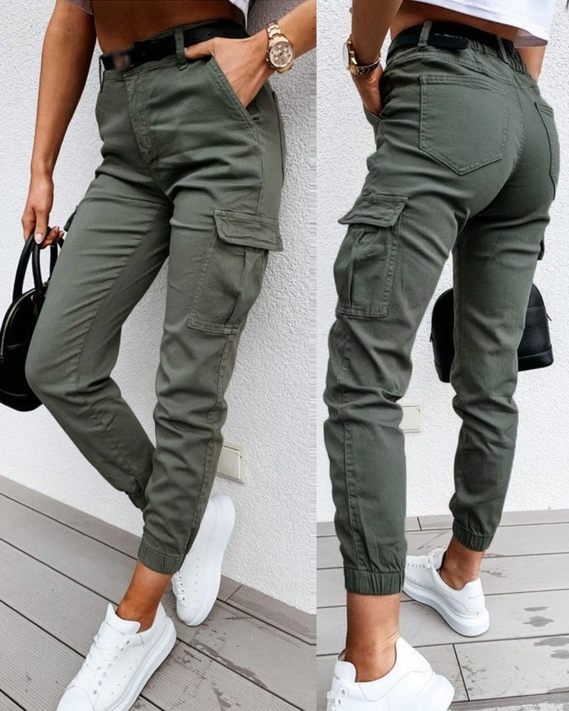 Pocket Design Cuff Cargo Pants