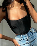 Square Neck Corset Crop Top