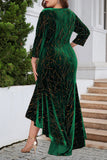 Elegant Formal Solid Sequined Asymmetrical O Neck Trumpet Mermaid Plus Size Dresses