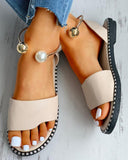 Beaded Ankle Ring Slingback Flat Sandals