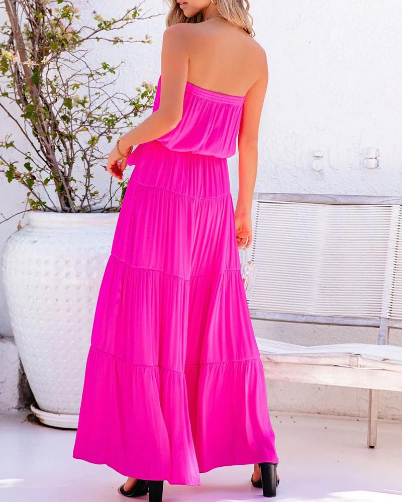 Bandeau Ruched Tied Detail Maxi Dress