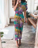 Leaf / Paisley / Graphic / Tie Dye Print Buttoned Shirt Dress