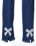 Rhinestone Bowknot Pattern Skinny Jeans