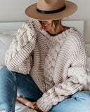 Casual Solid V neck Loose Sweater
