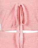 Drawstring Fluffy Cami Set With Longline Cardigan