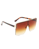 1Pair Half Metal Frame Ombre Lens Flat Top Sunglasses