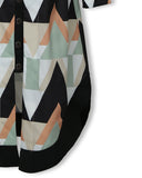 Colorblocked Geo Print Asymmetrical Shirt Dress