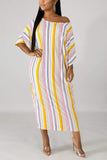 fashion casual striped printing loose dress