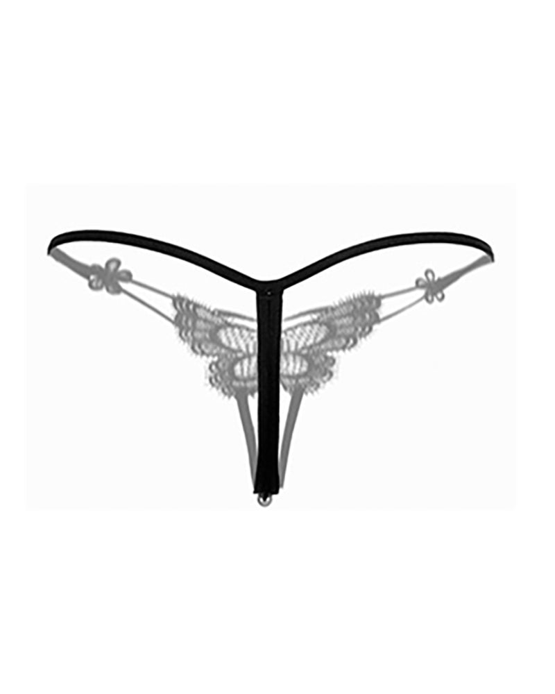 Guipure Lace Beaded Thong