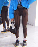 High Waist Sheer Mesh Skinny Pants