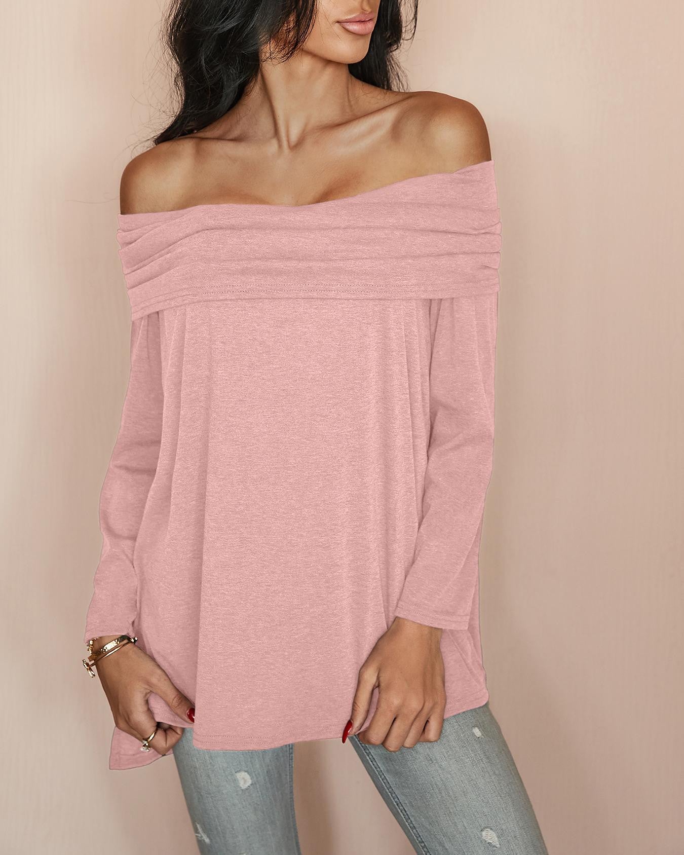 Stylish Ruched Fold over Casual Blouse