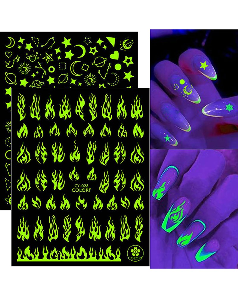 1 Sheet Luminous Fire / Mixed Print Nail Art Sticker