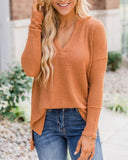 Solid Color Long Sleeve Blouse