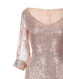 Tassels Detail Slit Sleeve Sequin Party Dress