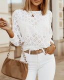 Eyelet Embroidery Tied Detail Long Sleeve Top