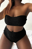Fashion Sexy Solid Backless Strapless Plus Size Swimwear (With Paddings)