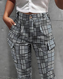 Pocket Design Checkers Print Pants