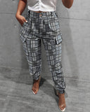 Pocket Design Checkers Print Pants