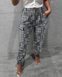 Pocket Design Checkers Print Pants