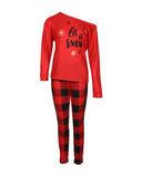 Christmas Letter Plaid Print Long Sleeve Pajamas Set