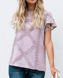 Lace Hollow Out Short Sleeve T shirt